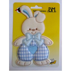 Iron-on Patch - Light Blue Baby Rabbit with Heart